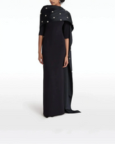 Column gown with embellished draped shawl – Morina